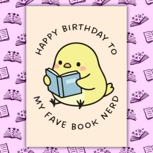 Book Nerd Birthday Card – Cute Chick